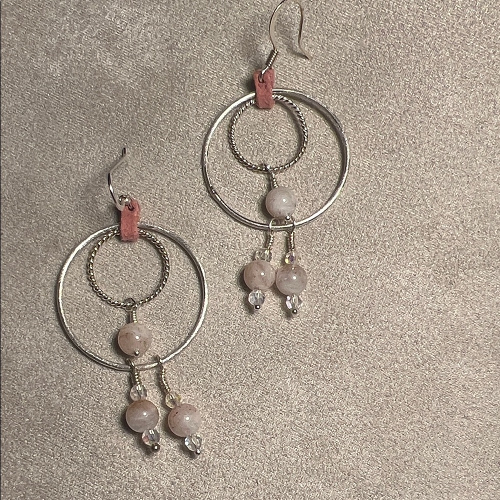 Elegant Silver and Pink Dangle Earrings